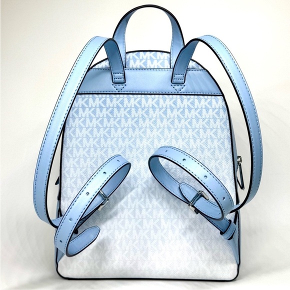Michael Kors Jaycee Medium Ombré Signature Logo Backpack Light Sky Blue - Picture 5 of 11